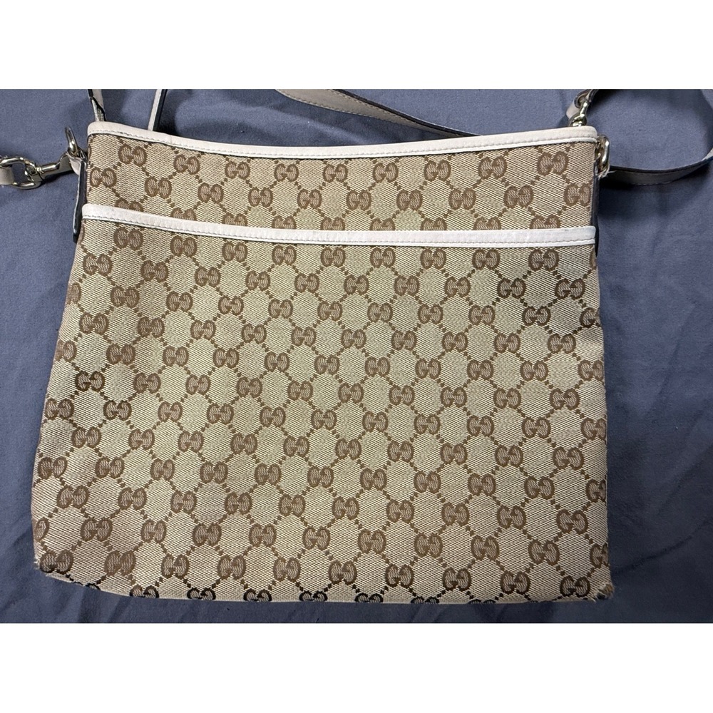 Gucci GG Monogram Canvas Messenger Crossbody Shoulder Bag‎ Beige Brownr - Picture 4 of 14